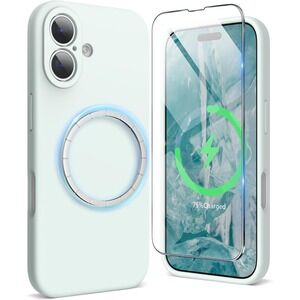 SURPHY iPhone 16 Plus Case Light‎ Mint Green Silicone Magnetic Shockproof